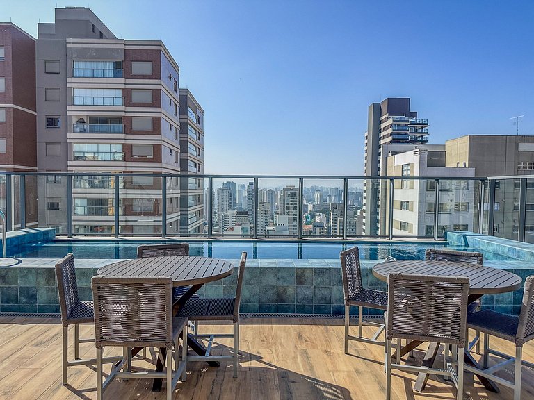 O Melhor de Perdizes Studio para 3 com Piscina