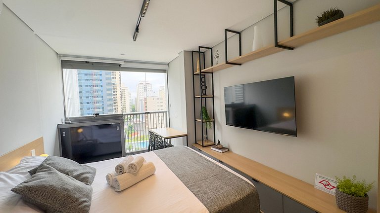 Studio Incrível com Piscina e Lazer Perto do Metrô