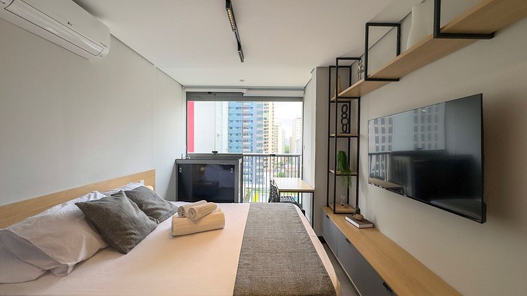 Studio Incrível com Piscina e Lazer Perto do Metrô